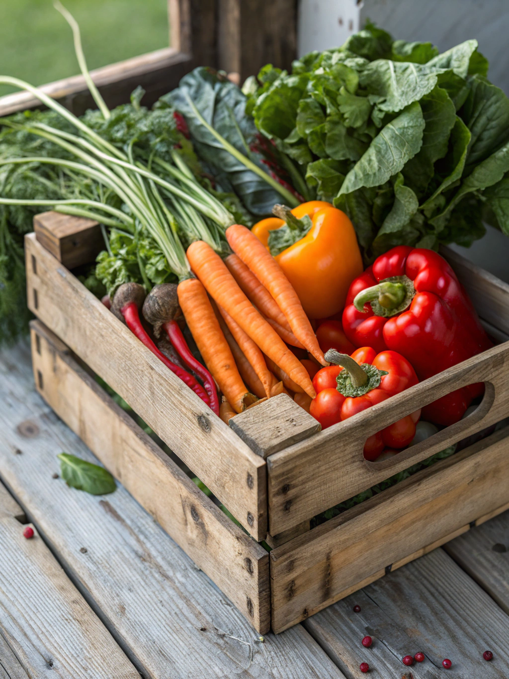 Fresh seasonal harvest from our community garden