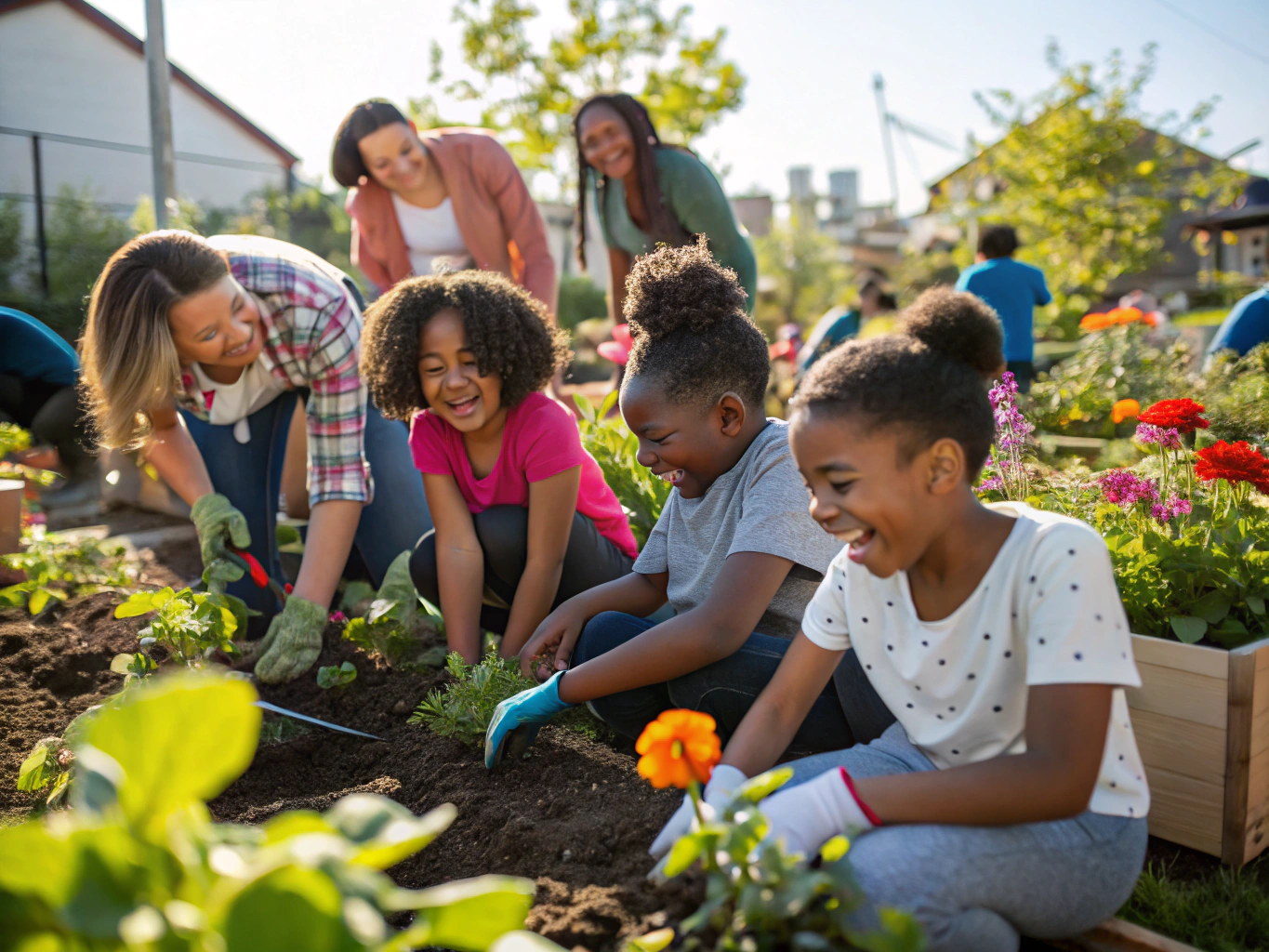 Community members gathering in the garden, 2024.