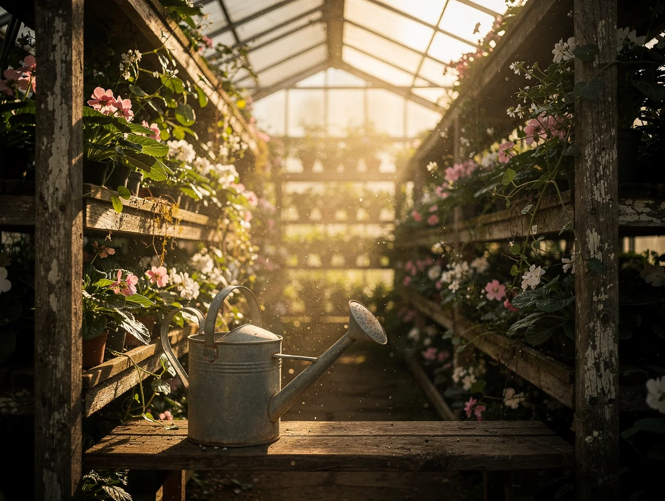 The community greenhouse filled with seedlings, 2020.