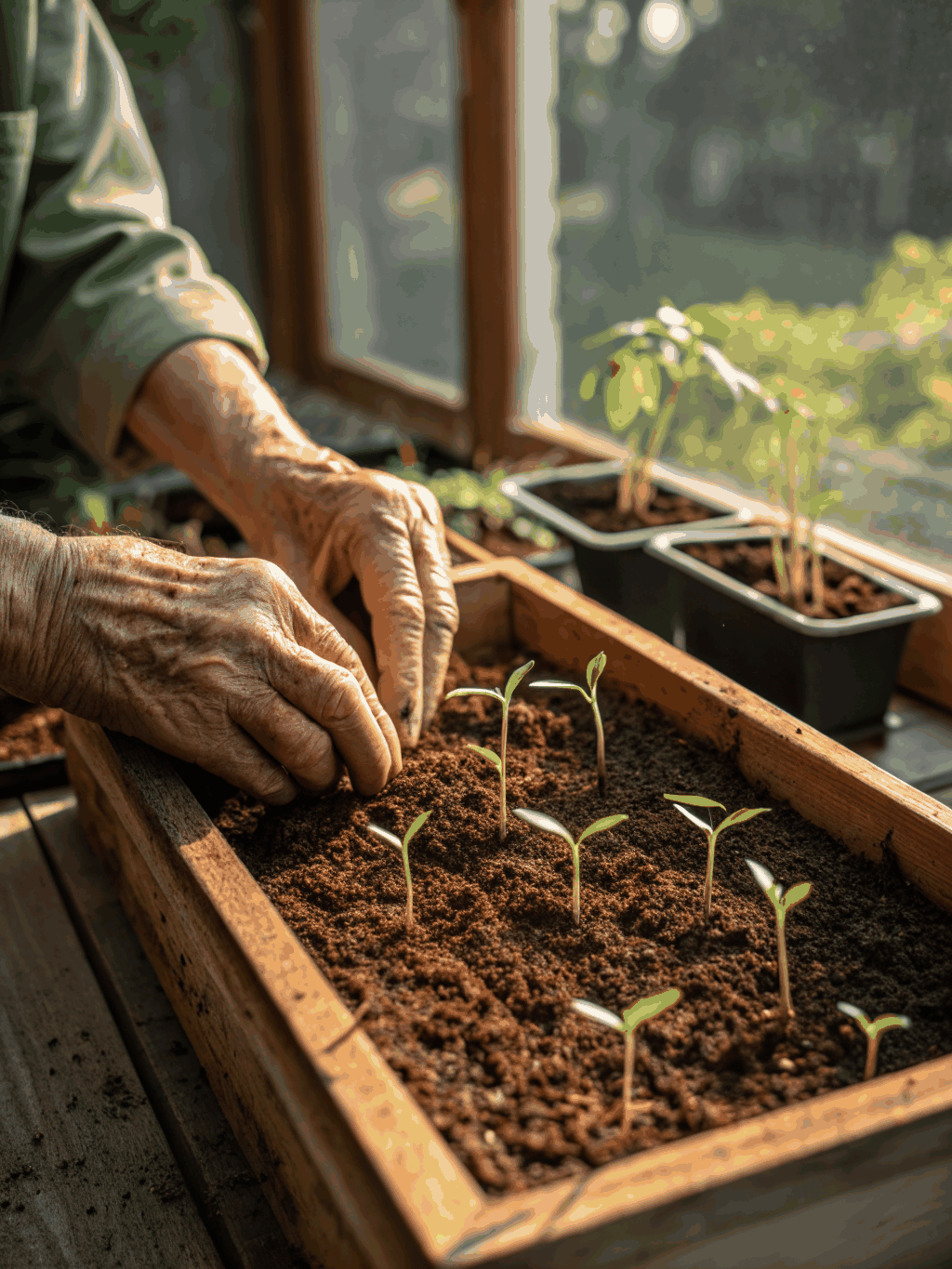 Hands holding a variety of organic heirloom seeds