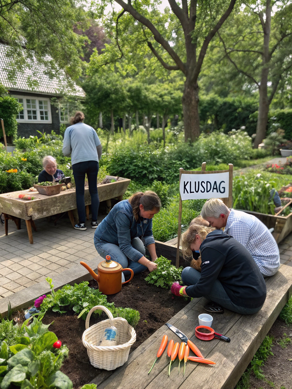 Community members learning organic farming techniques